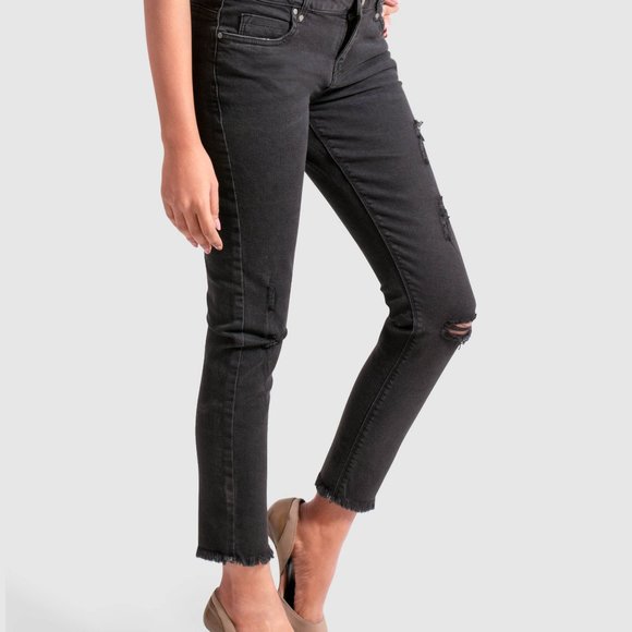 OLGYN Women’s Skinny Fit Stretch Black Denim Pant - Picture 3 of 5